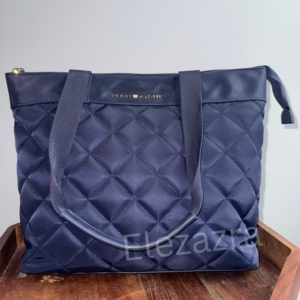 Tommy Hilfiger Dark Blue Quilted Tote